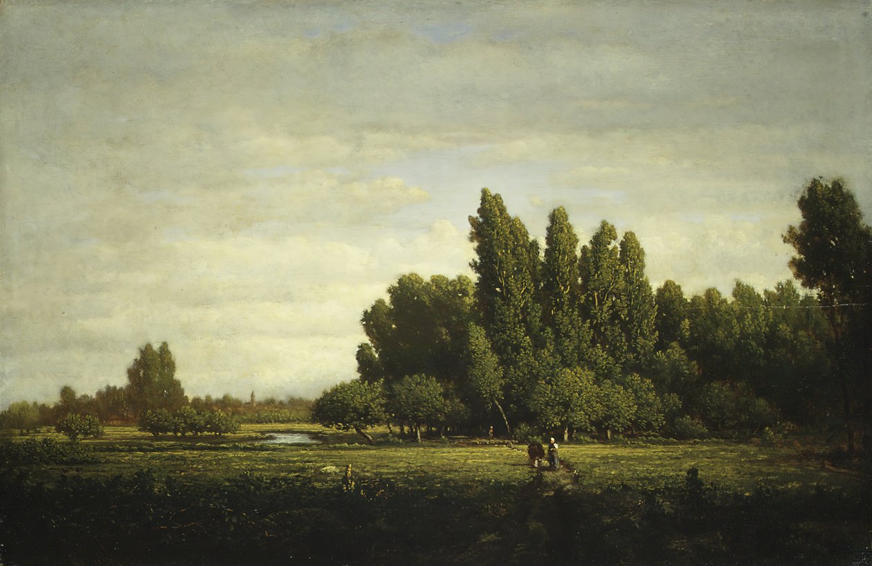 पेड़ों से घिरा एक घास का मैदान, ca. 1845। द्वारा पियरे इटियेन थियोडोर रूसो