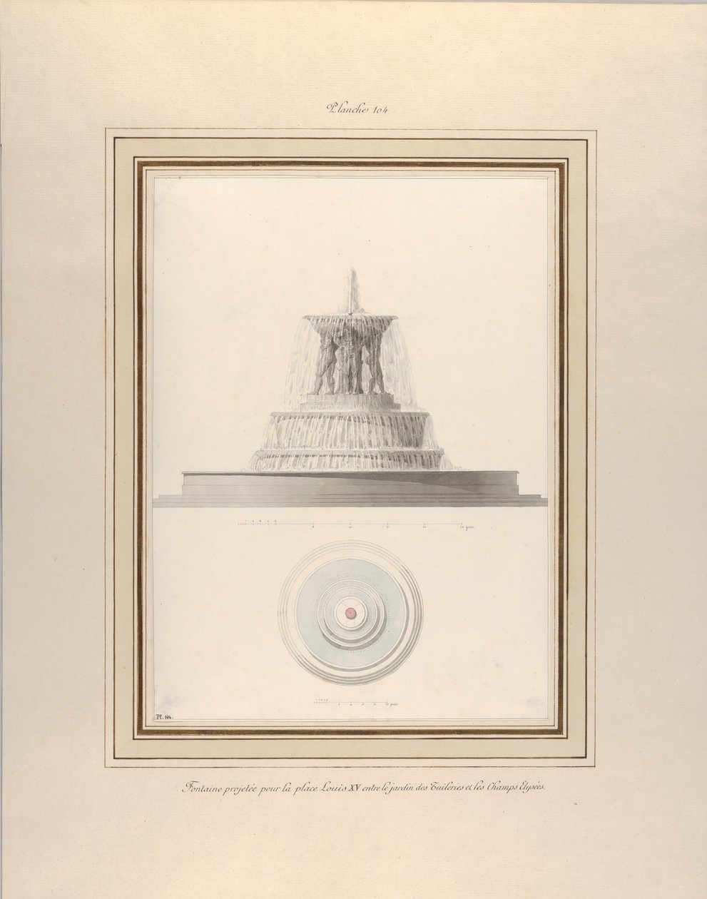 ला प्लेस लुइस XV, सीए के लिए एक फव्वारे के लिए परियोजना। 1806. द्वारा पियरे फ्रेंकोइस लियोनार्ड फोंटेन