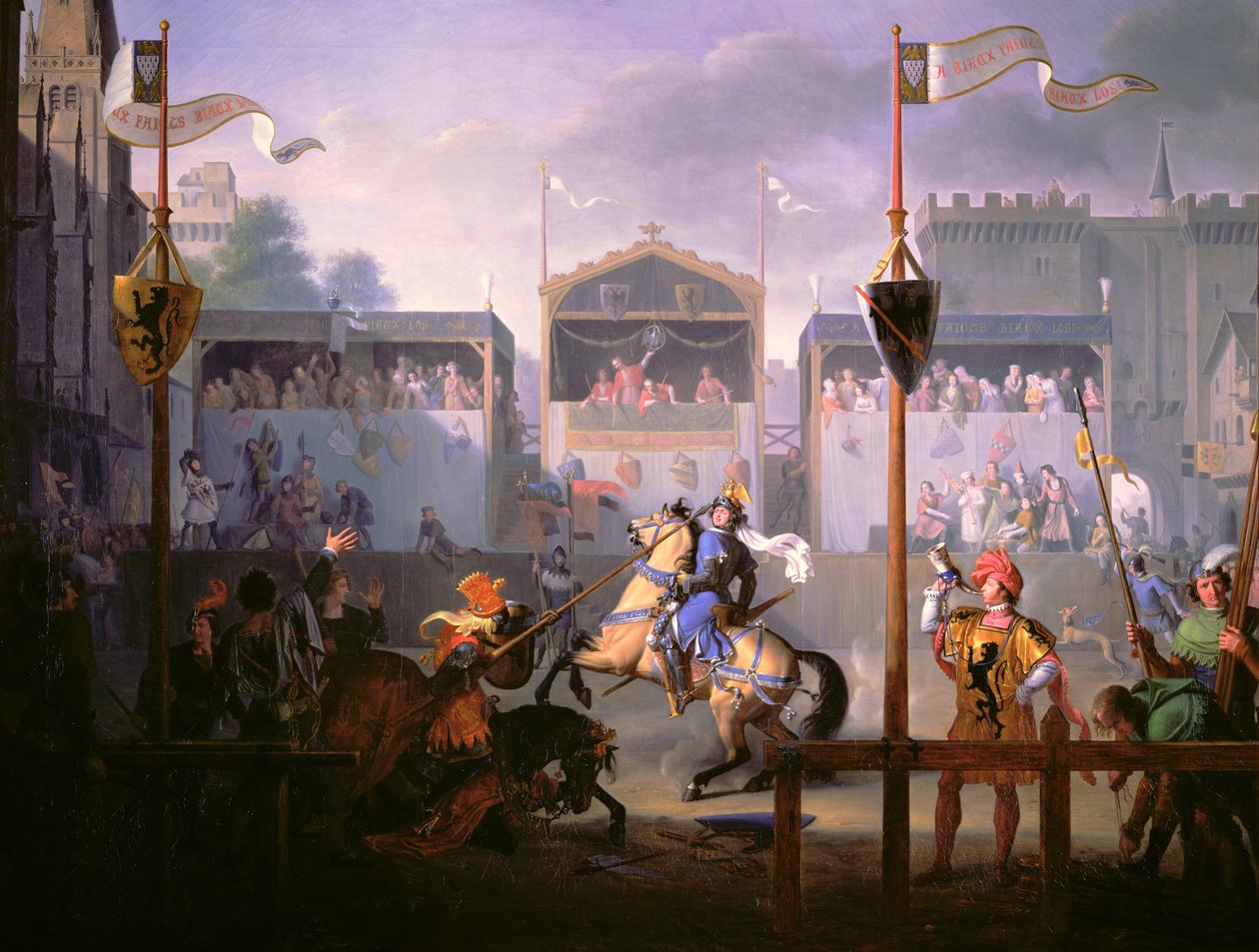 18 वीं चौदहवीं शताब्दी में एक टूर्नामेंट का दृश्य (विस्तार से देखने के लिए 89703) द्वारा पियरे हेनरी रेवोइल