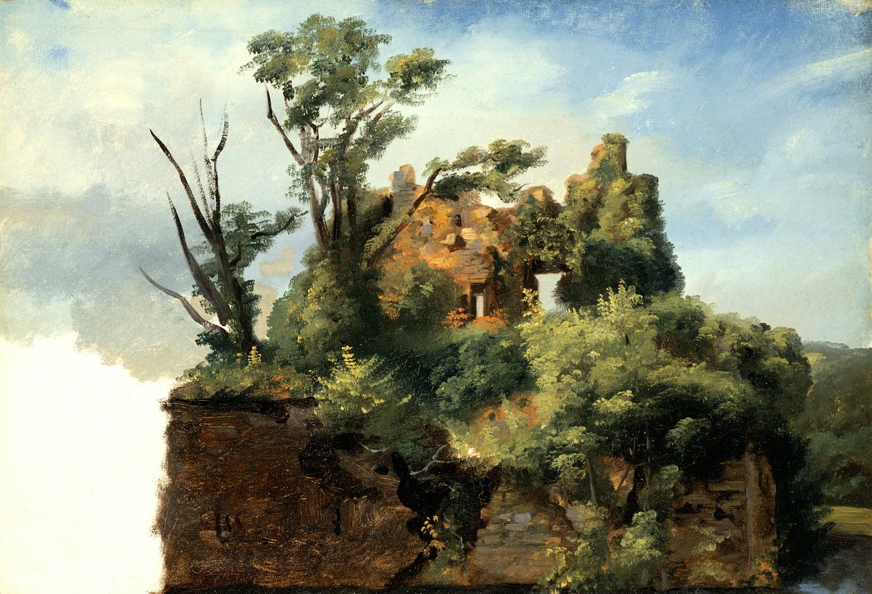 खंडहर के साथ लैंडस्केप, c.1782-5 (कैनवास पर कागज पर तेल) द्वारा पियरे हेनरी डे वैलेंसिएनेस