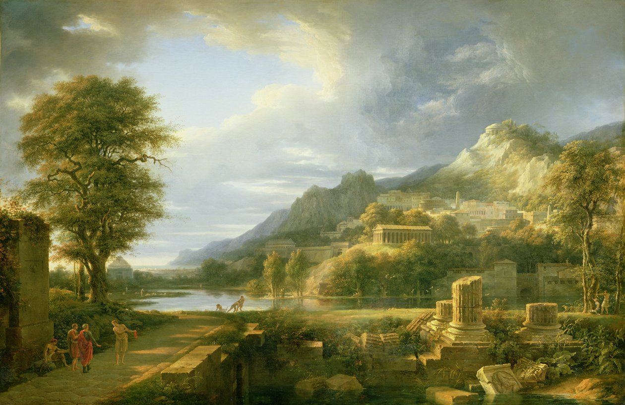 1787 में एग्रीजेंटम का प्राचीन शहर द्वारा पियरे हेनरी डे वैलेंसिएनेस