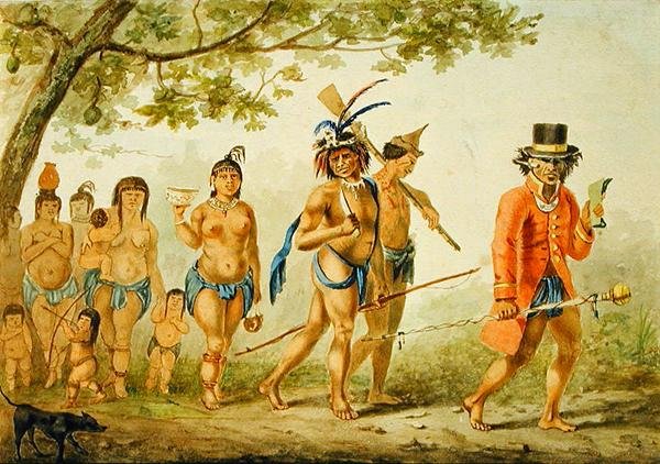 एक जनजाति का मार्च, c.1839 (कागज पर जल रंग) द्वारा पियरे जे बेनोइट