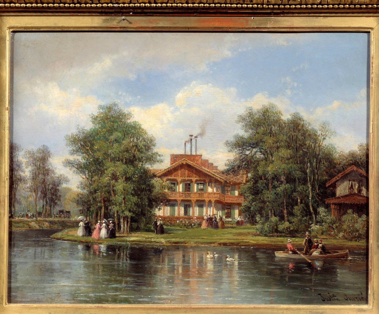 Bois de Vincennes में पीले दरवाजे, रेस्तरां का शैलेट। जस्टिन ओवरी द्वारा पेंटिंग (1806 - 1879) द्वारा पियरे जस्टिन ओवरी