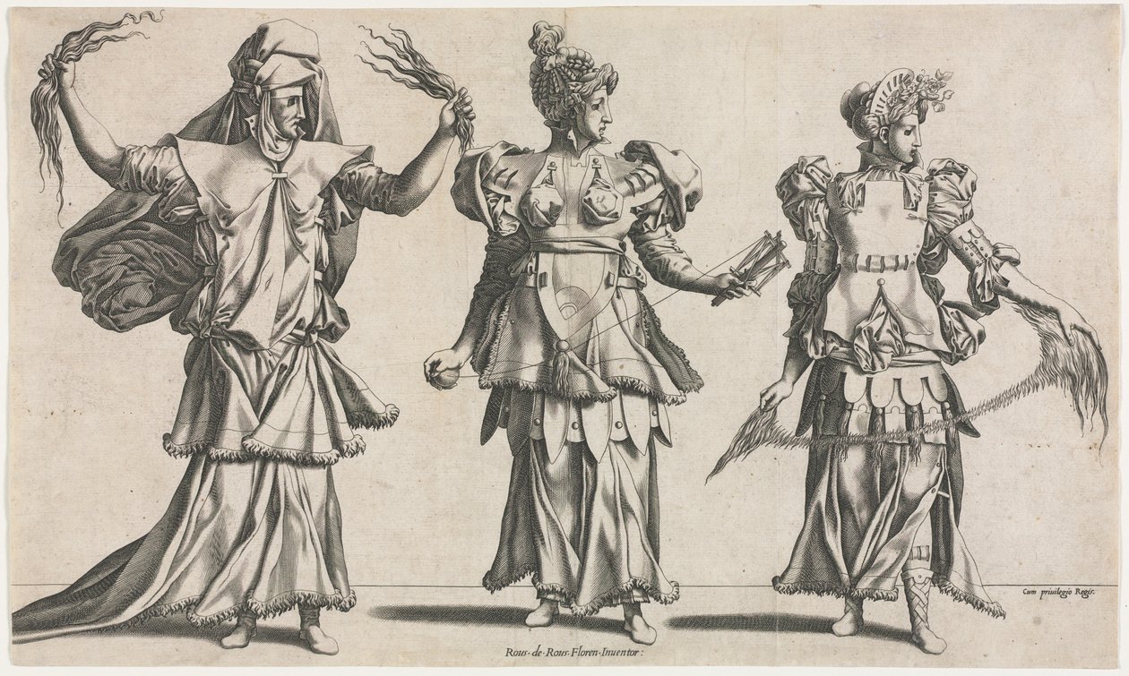 तीन भाग्य, पोशाक डिजाइन, c. 1534. द्वारा पियरे मिलन