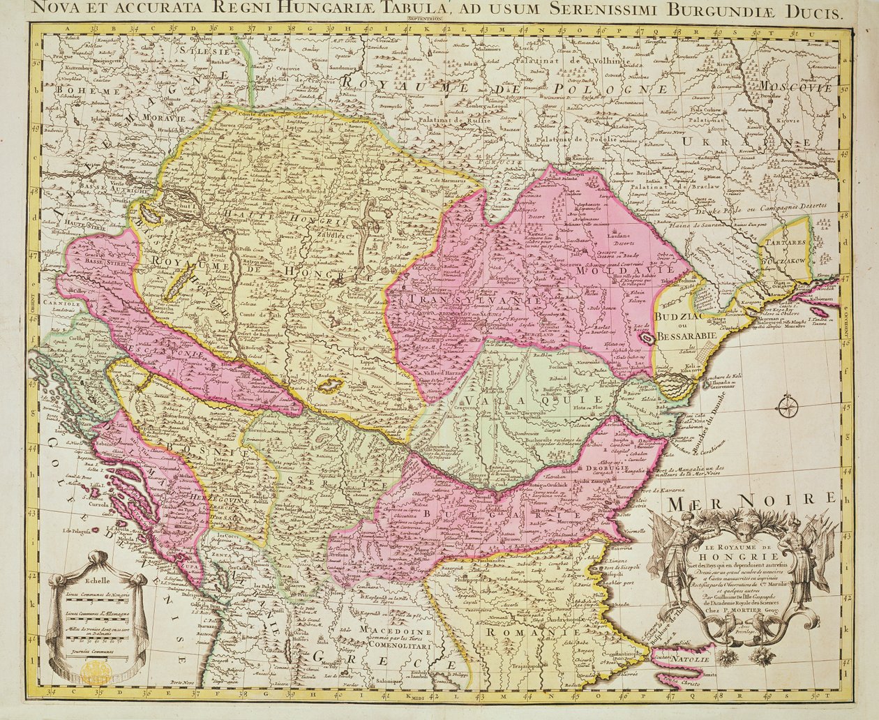 हंगरी राज्य का नक्शा, 1742 (हाथ के रंग का उत्कीर्णन) द्वारा पियरे मोर्टियर