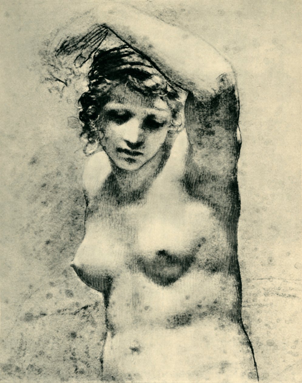 महिला नग्न एक हाथ उठाती हुई, c1800, मार्गुराईट, 1943। द्वारा पियरे पॉल प्रूडहोन