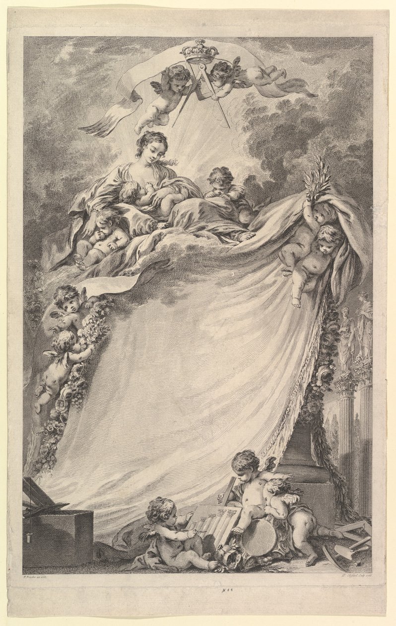 बोर्डो के मुक्त राजमिस्त्री का डिप्लोमा, 1765-66। द्वारा पियरे फिलिप चोफर्ड