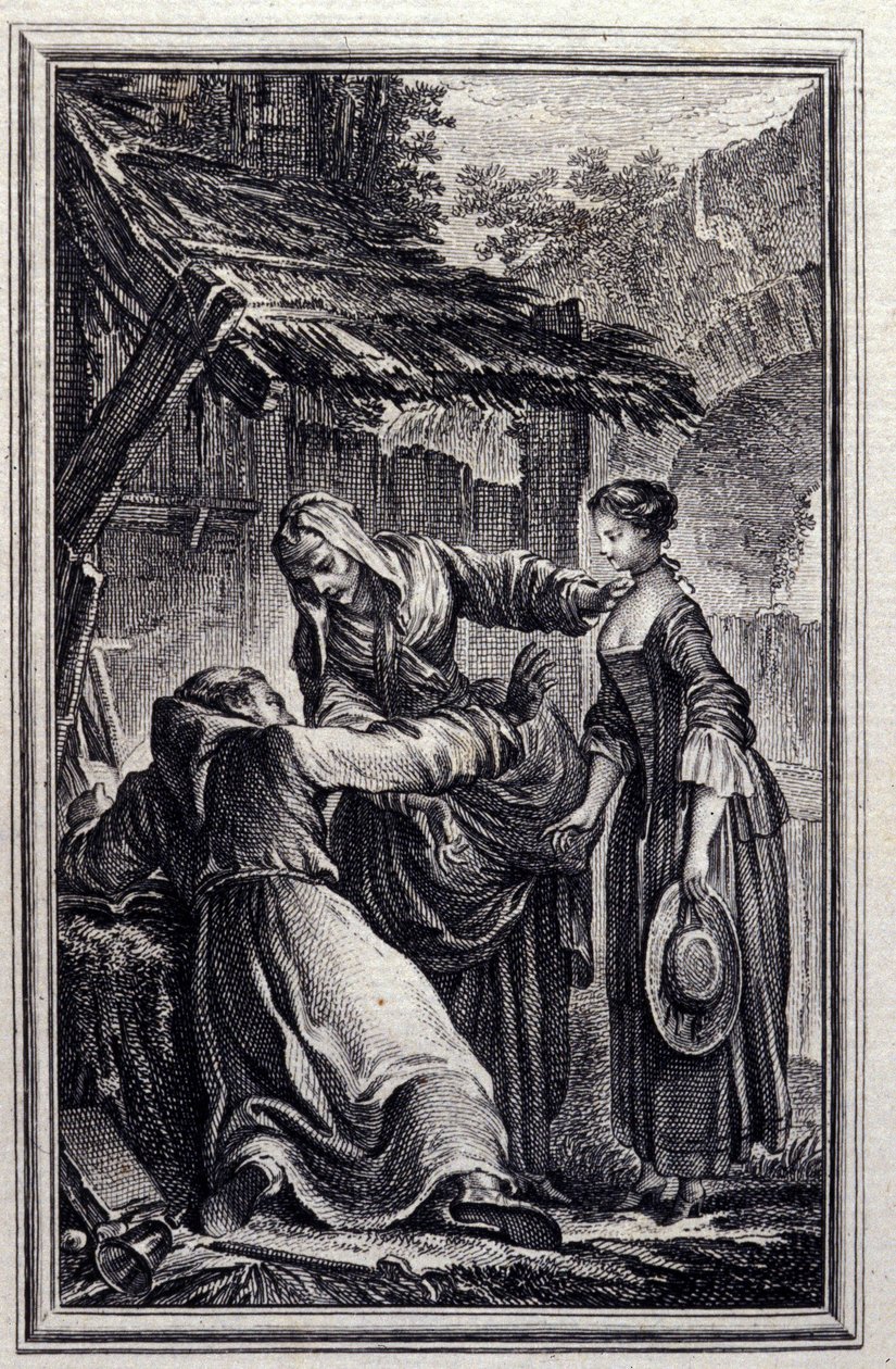 L'Hermite - जीन ला फोंटेन द्वारा "" किस्से और पद्य में समाचार "" में। 1776. पीपी चॉफर्ड द्वारा चित्रण। द्वारा पियरे फिलिप चोफर्ड