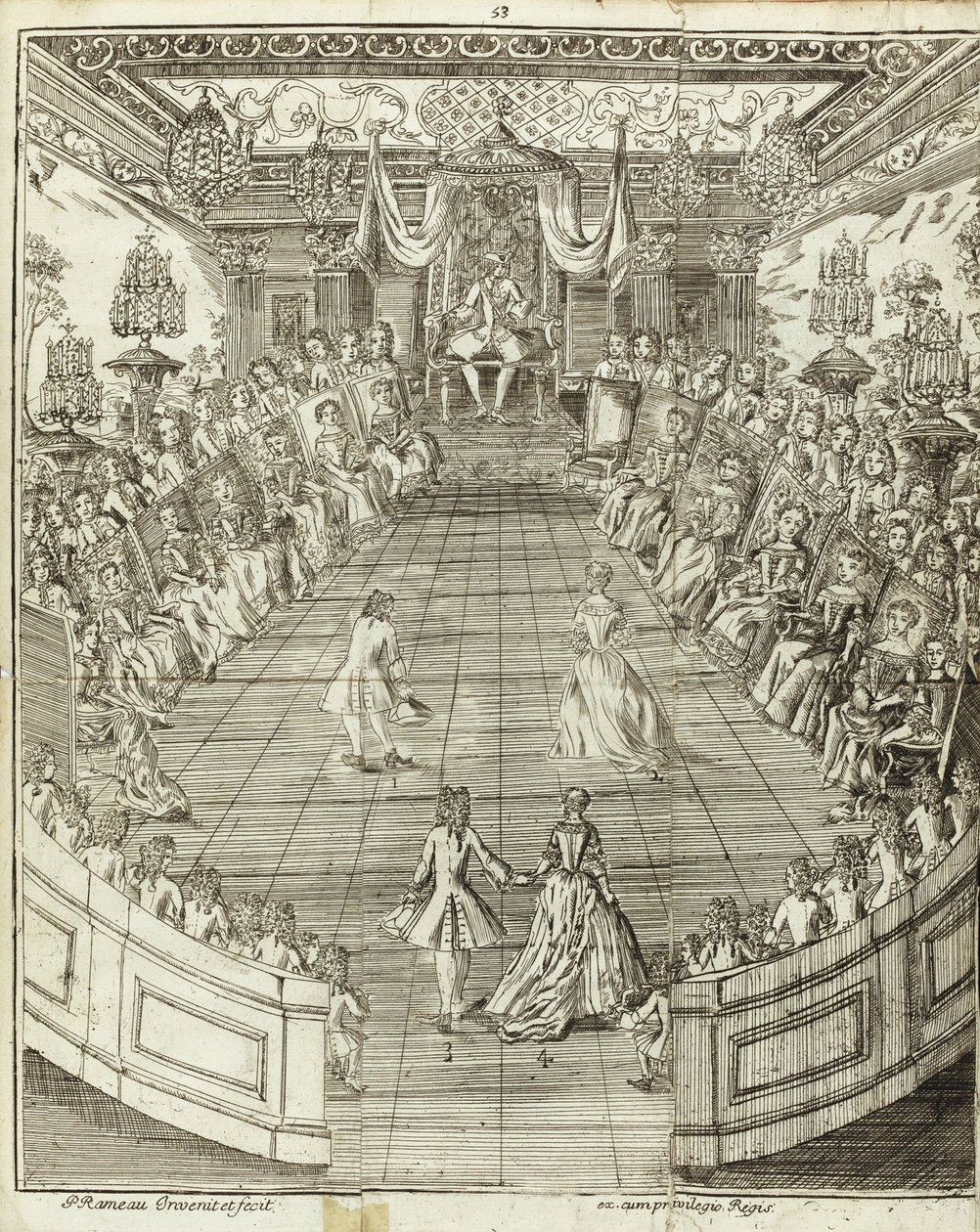 द डांसिंग मास्टर, 1734 से चित्रण द्वारा पियरे रमेउ