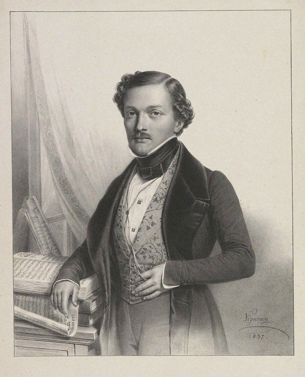 गायक गिल्बर्ट-लुई ड्यूपेज़ 1806-1896, 1837 का चित्रण द्वारा पियरे रोच विग्नरन