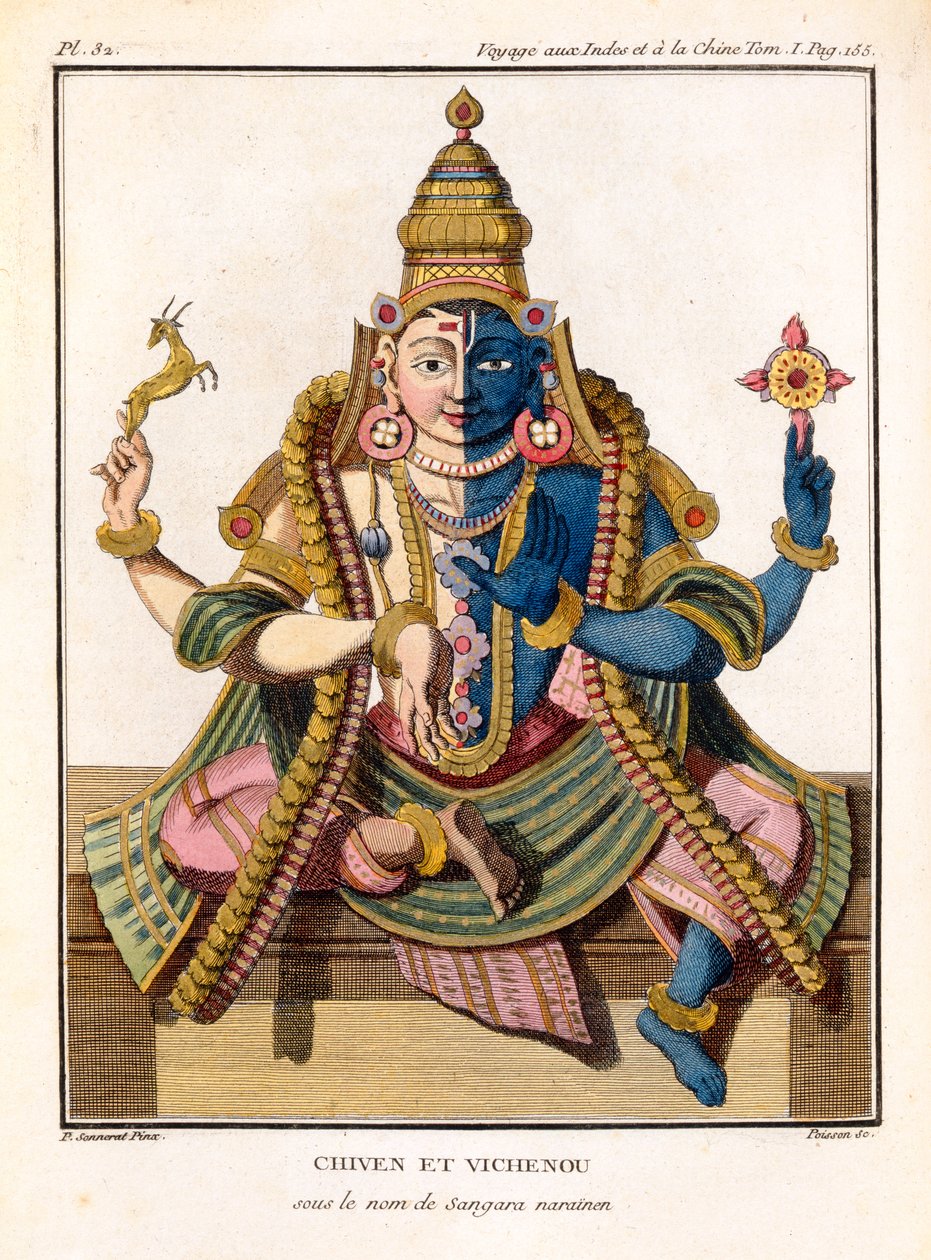 पियरे सोनारत द्वारा &39;जर्नी टू इंडिया एंड चाइना&39; से हरि-हारा, 1782 में प्रकाशित हुआ। द्वारा पियरे सोनारत