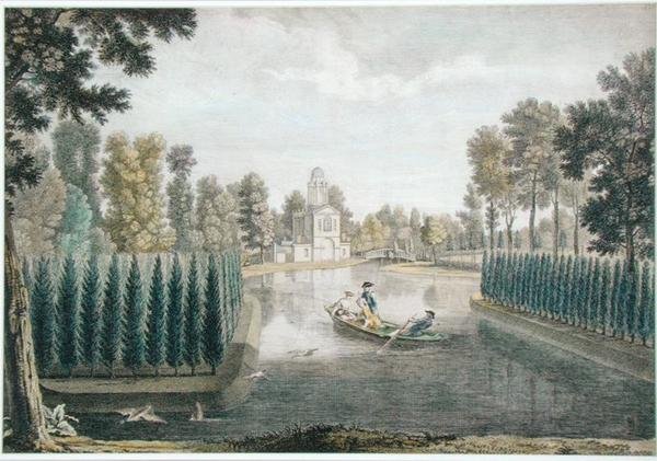 चिसविक हाउस, लंदन में जल उद्यान, c.1720-28 (रंग उत्कीर्णन) (176474 भी देखें) द्वारा पीटर एंड्रियास (बाद में) रिसब्रैक