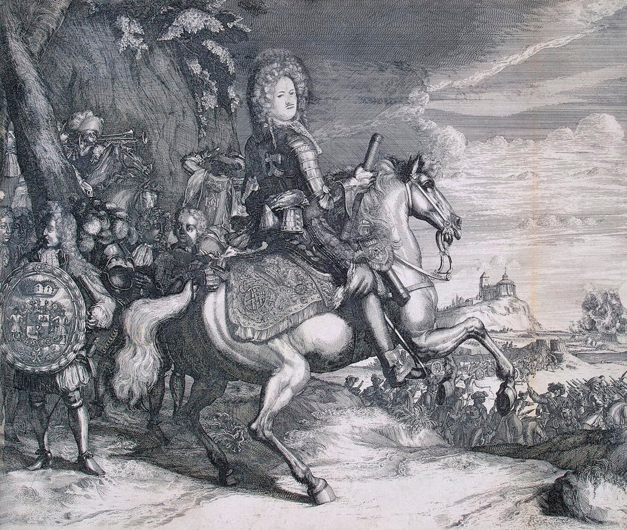 अलेक्जेंडर डेनिलोविच मेन्शिकोव का अश्वारोही चित्र, c1707। द्वारा पीटर पिकर्ट