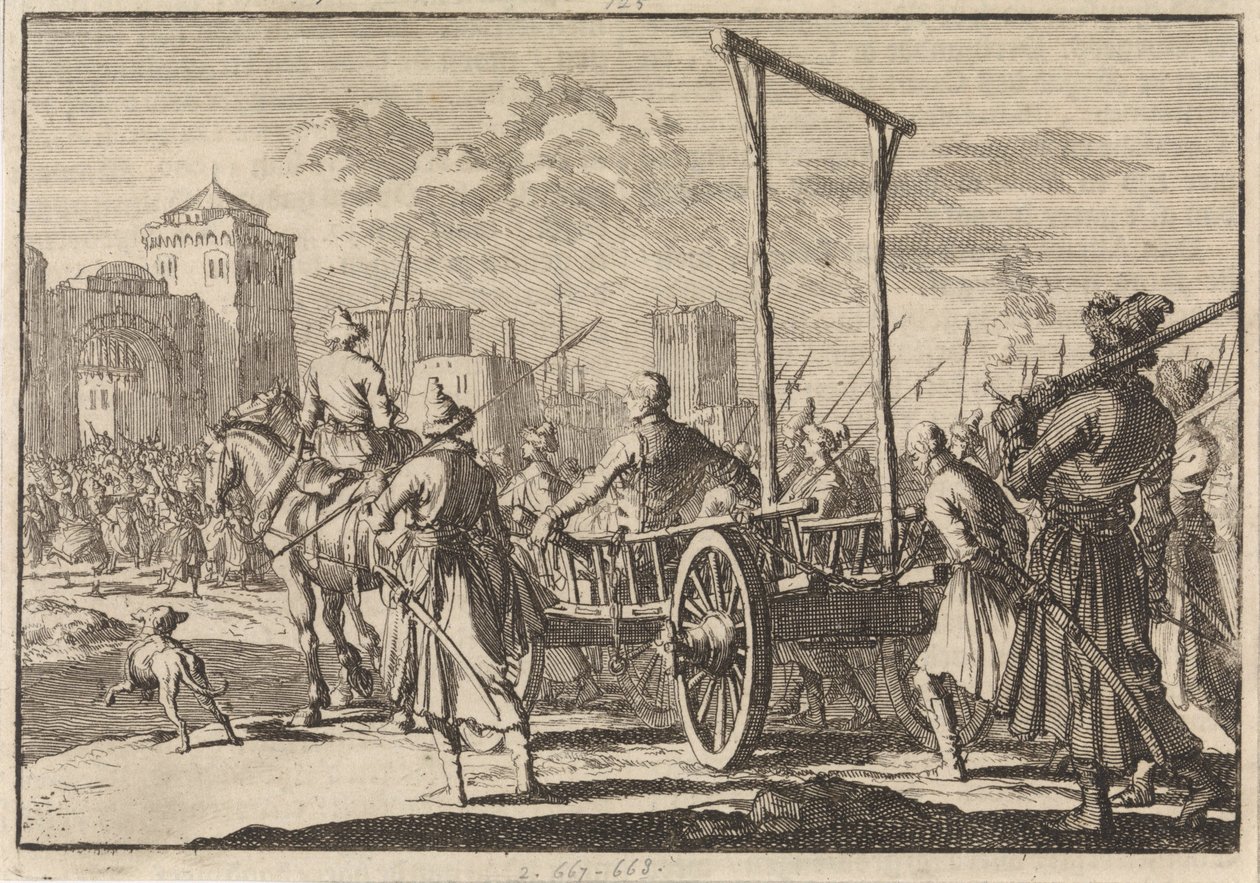 मॉस्को, 1671, 1698 में स्टीफन रज़िन और उनके भाई फ्रोल का लोहे के पिंजरे में आगमन द्वारा पीटर वान डेर आ
