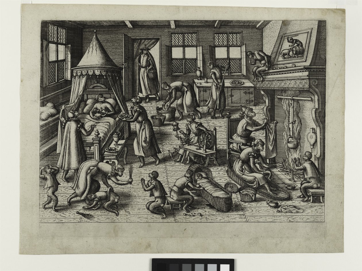 नर्सरी, c.1585 (नक़्क़ाशी) द्वारा पीटर वैन डेर बोरचेट