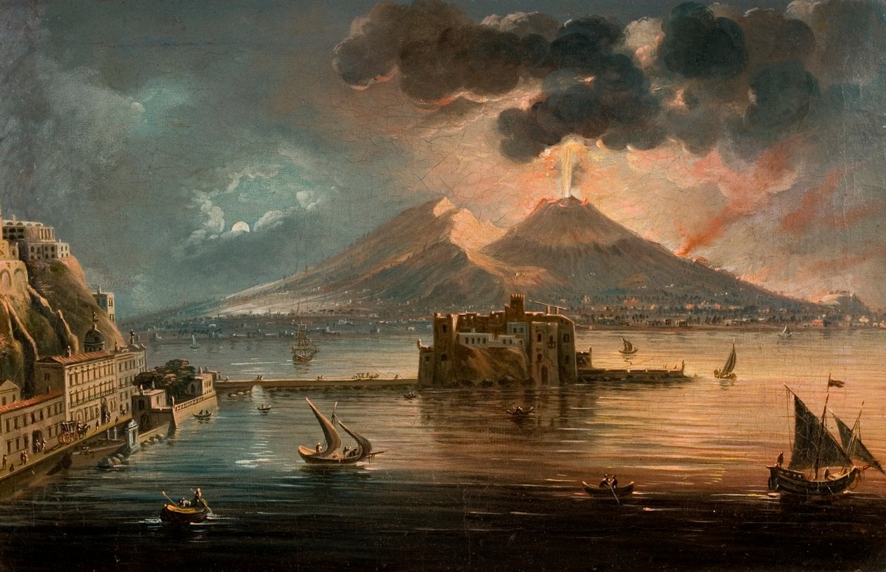Vesuvius Erupting के साथ रात में नेपल्स द्वारा पिएत्रो एंटोनियानी