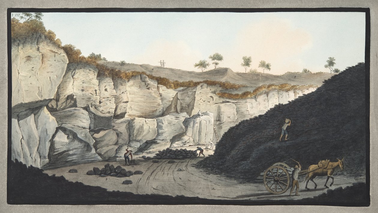 1631 में माउंट वेसुवियस के विस्फोट के दौरान समुद्र में चले गए लावा के एक मोटी परत के उत्खनन, सर कैंप द्वारा &39;कैंपी फलेग्रेई: ऑब्जर्वेटो ऑन द वॉल्किंस ऑफ द टूविल्स&39; से प्लेट 8 द्वारा पिएत्रो फैब्रिस