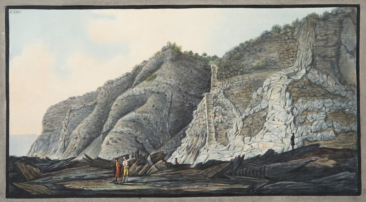 सर विलियम हैमिल्टन (1730-1993) द्वारा प्रकाशित, &39;कैंपी फलेग्रेई: ऑब्जर्वेशन ऑफ द टू सिचाइलीज&39; के अवलोकन से, प्लेट XXXV, सोमा के पर्वत के शंकु के अंदर के हिस्से का दृश्य द्वारा पिएत्रो फैब्रिस