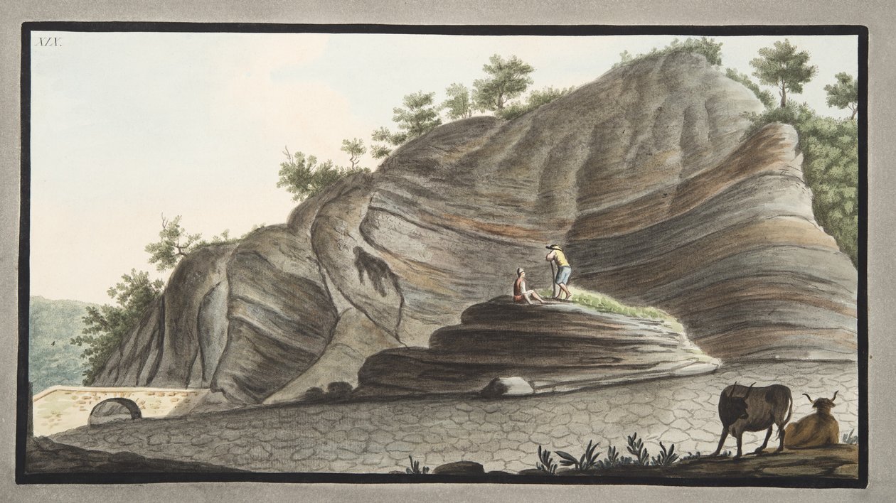 इस ज्वालामुखी के प्रवेश द्वार पर ली गई अस्त्रुनी के शंकु के एक हिस्से का एक भाग, सर विलियम हैमिल्टन द्वारा &39;कैम्प्ली फलेग्रेई: ऑब्जर्वेशन ऑफ द टू सिचाइलीज&39; के प्लेट XIX &39; द्वारा पिएत्रो फैब्रिस