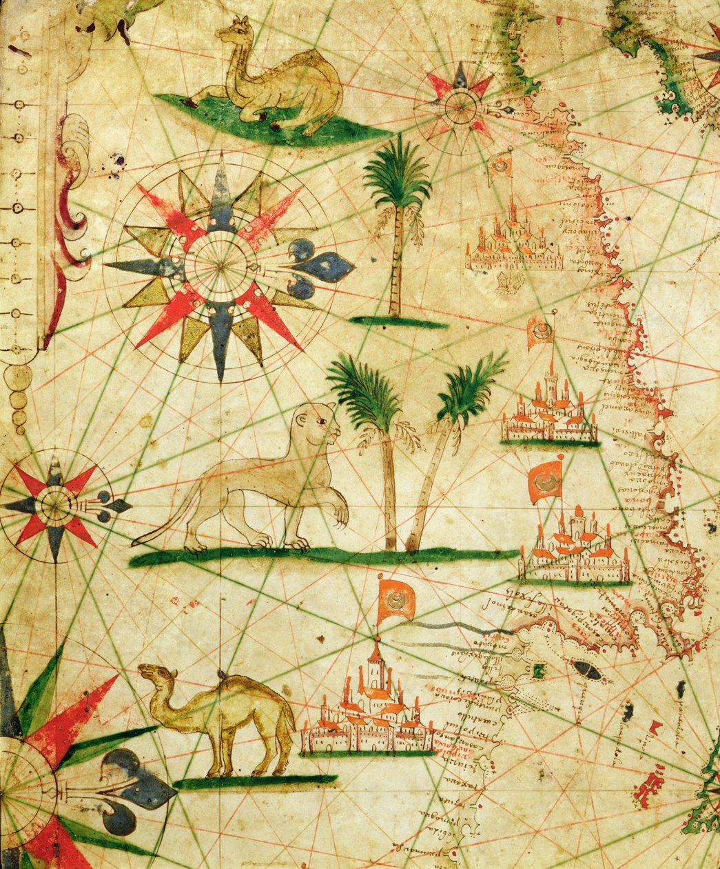 अफ्रीका का उत्तरी तट, एक समुद्री एटलस से, 1651 (वेल्लम पर स्याही) (330922 से विस्तार) द्वारा पिएत्रो जियोवानी प्रून्स