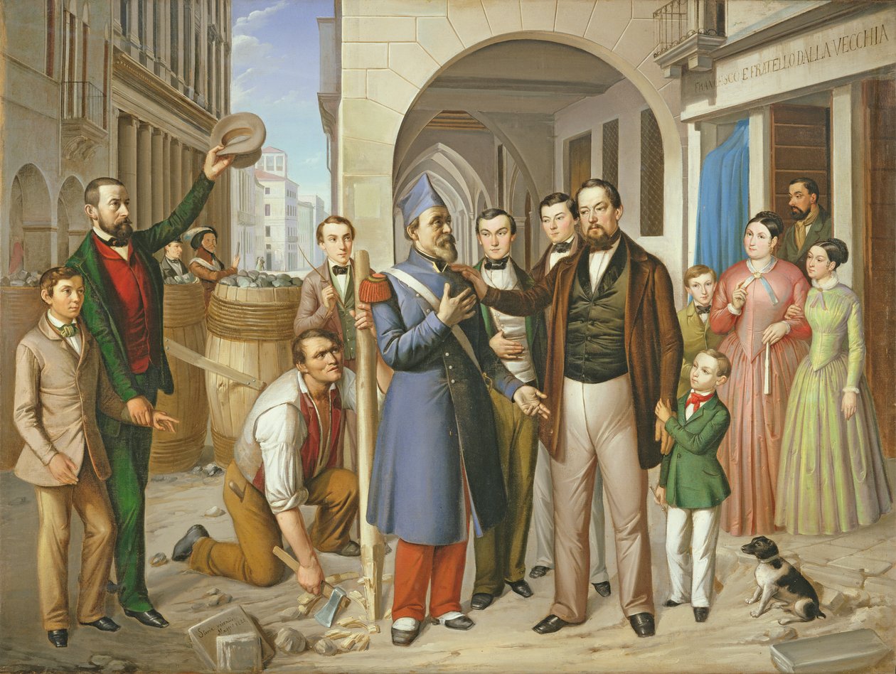 1848 को कोरसो पल्लदियो पर बैरिकेड्स का आयोजन द्वारा पिएत्रो नेग्रीलो
