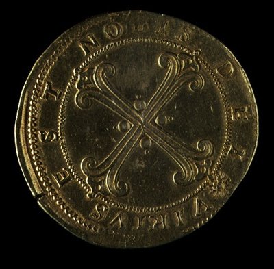 कॉसिमो I (1519-74) के सिक्के का उल्टा (सोना चढ़ाया हुआ) (मोटे तौर पर देखें 119190) द्वारा पिएत्रो पाओलो गलियोटी