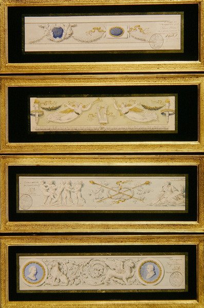 फ्रिज़ के लिए चार डिज़ाइन, c.1823 (पानी के रंग का, स्याही और कागज पर धोना) द्वारा पिएत्रो (attr। To) घिनेलि