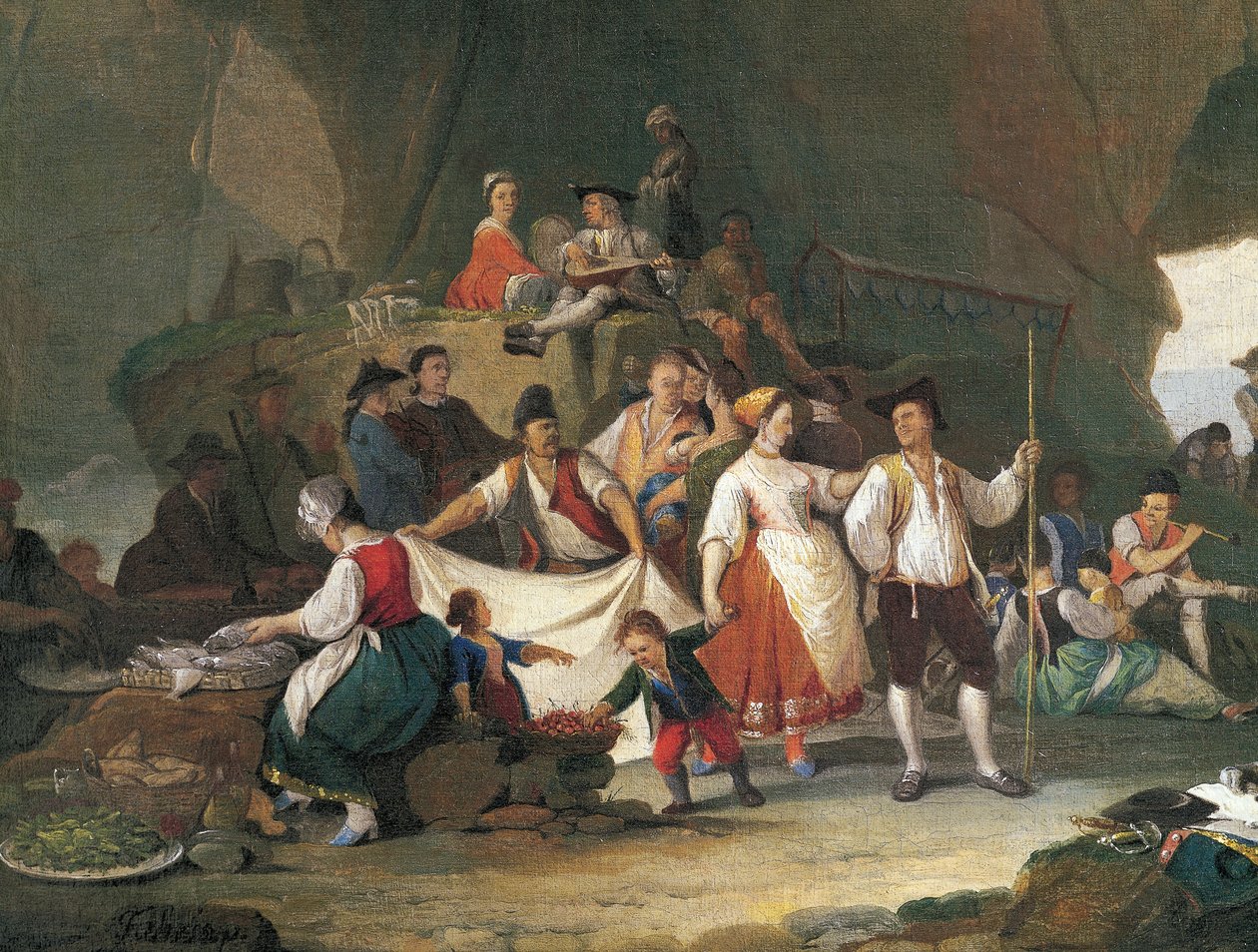 समुद्र के किनारे का नाश्ता, पिएत्रो फैब्रिस (1740-1792) द्वारा, विवरण द्वारा पिएत्रो फैब्रिस