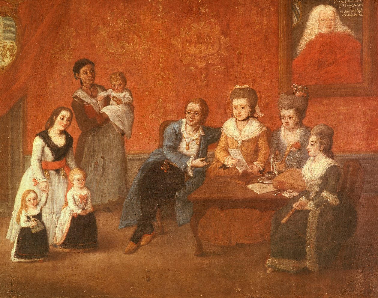 मिचेल परिवार, c.1780 (कैनवास पर तेल) द्वारा पिएत्रो लोंगी