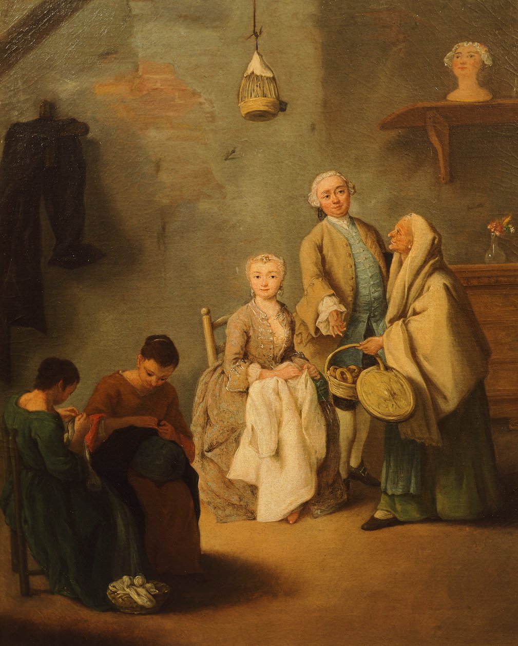 पिएत्रो लोंगी (1701-1785) द्वारा बुसोलाई (विनीशियन मिठाई) का विक्रेता द्वारा पिएत्रो लोंगी