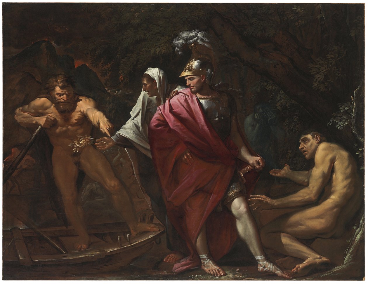 Aeneas और Cumaean Sibyl, Charon को गोल्डन बॉफ पेश करते हैं द्वारा पिएत्रो टेस्टा