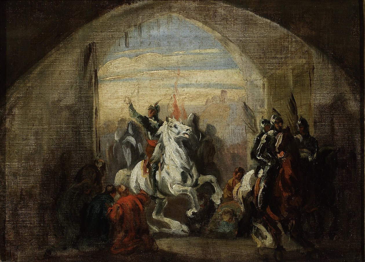L'entree de Boleslas I de Pologne, dit le Vaillant (967-1025) और कीव - कीव पार माइकलोवस्की, पिओट्र में बोल्स्लो द ब्रेव का प्रवेश। कैनवास पर तेल, आकार: 35,5x48,5, c. 1837, मुज़ेम नरोडोवे, वारसॉ द्वारा पिओटर माइकेलोस्की