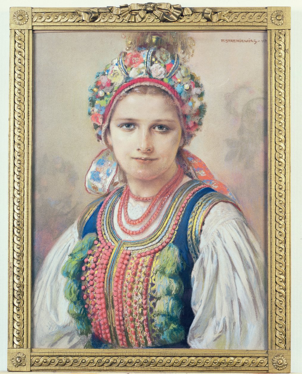 क्रेकोवियन ब्राइड, 1917 (कार्डबोर्ड पर पेस्टल) द्वारा पिओटर स्टैच्यूविज़