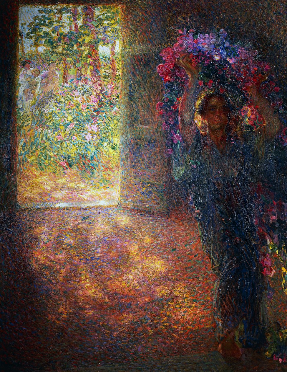 फ्लावर हाउस, सीए 1910, प्लिनियो नोमेलिनी द्वारा (1866-1943), कैनवास पर तेल, 200x160 सेमी, इटली, 20वीं सदी द्वारा प्लिनो नोमेलिनी