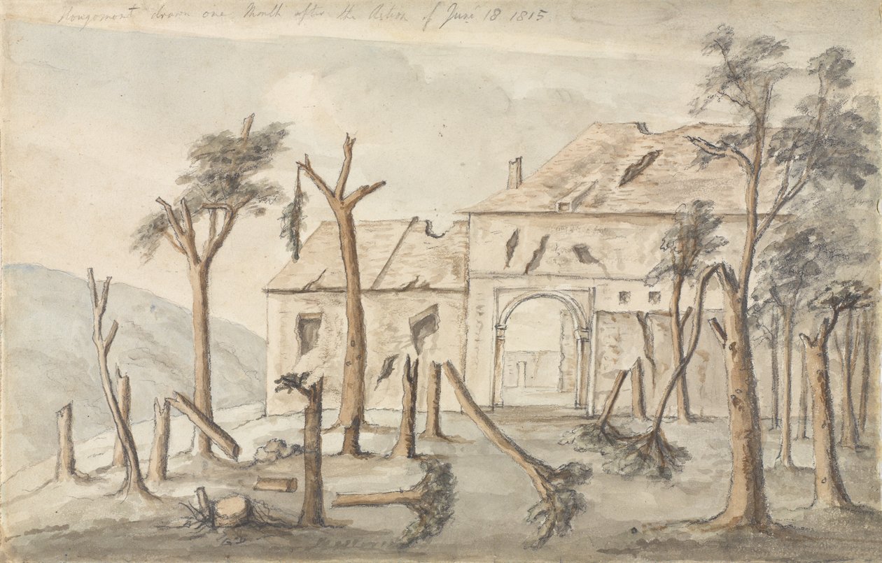 होउगौमोंट 18 जून 1815 की कार्रवाई के एक महीने बाद, जुलाई 1815 (कागज पर पेंसिल और डब्ल्यूसी) द्वारा Ponsonby