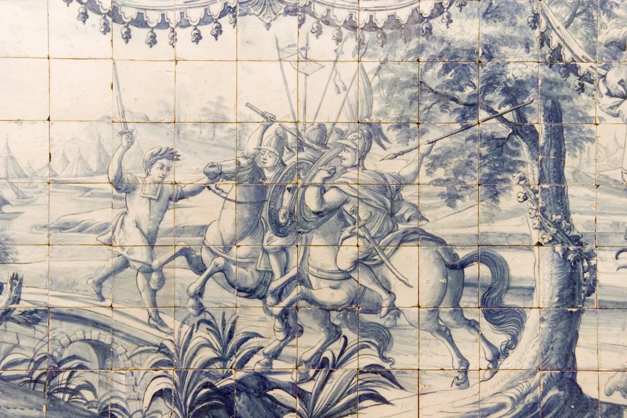 अलेक्जेंडर (356-323 ईसा पूर्व) फारसियों से लड़ते हुए, c.1745 (सिरेमिक) (237498 भी देखें) द्वारा पुर्तगाली स्कूल