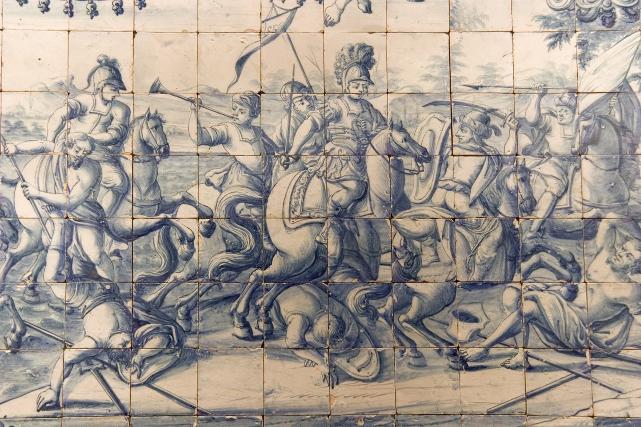 अलेक्जेंडर (356-323 ईसा पूर्व) फारसियों से लड़ते हुए, c.1745 (सिरेमिक) (237499 भी देखें) द्वारा पुर्तगाली स्कूल