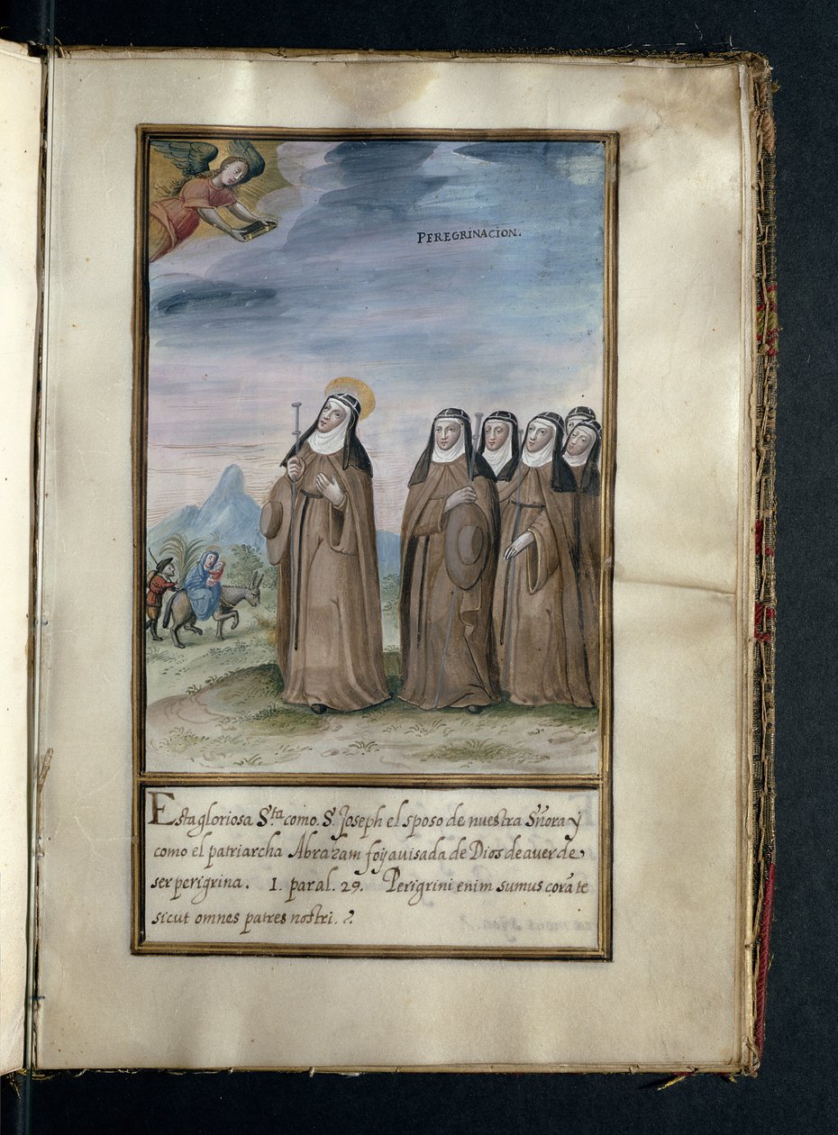तीर्थयात्रा, Syon Nuns की शुरुआत के इतिहास से, जो लिस्बन में शुरुआती वास्तविक शताब्दी में संकलित की गई थी। द्वारा पुर्तगाली स्कूल