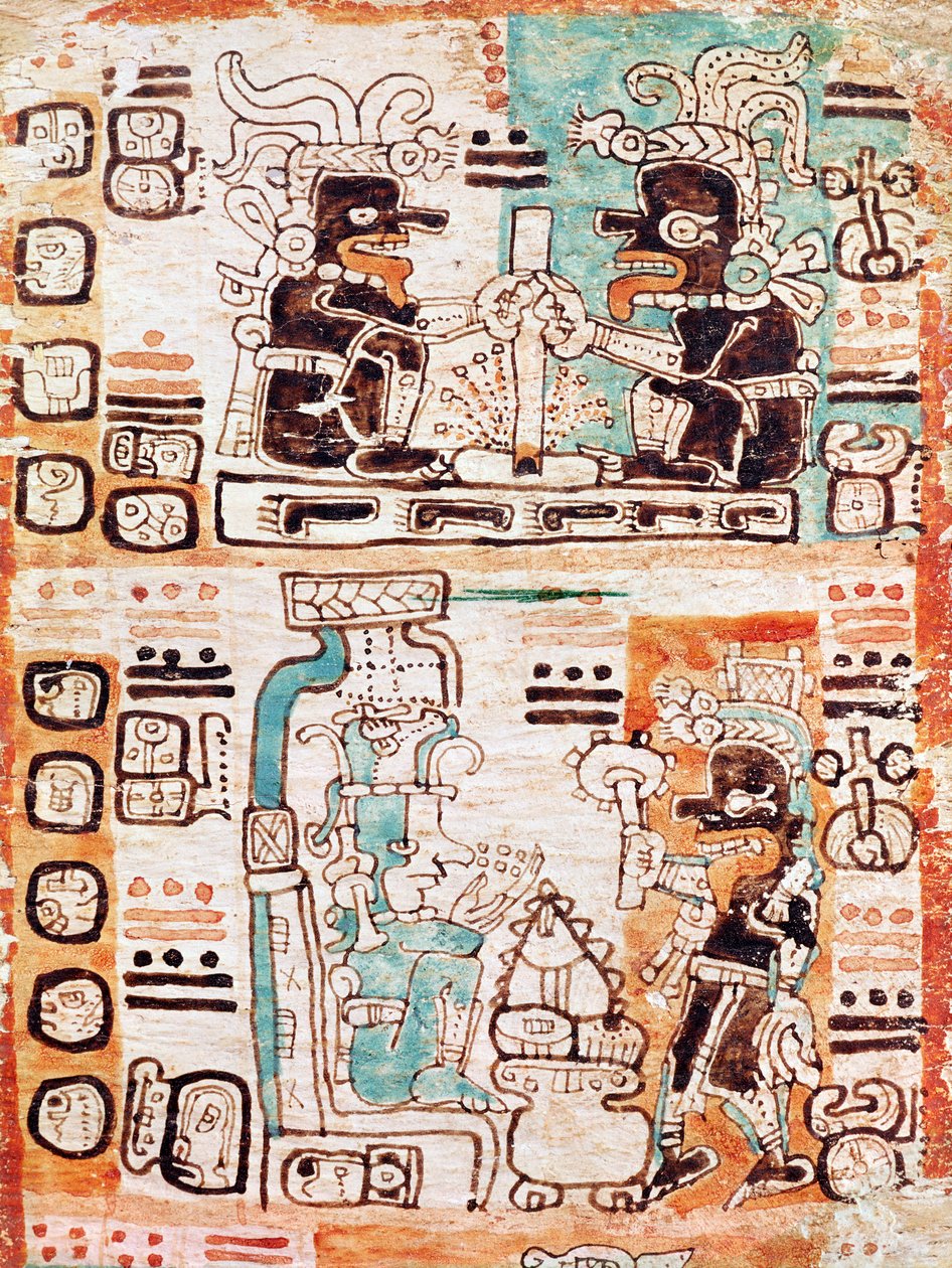 एक Mayan कोडेक्स से विस्तार द्वारा पूर्व कोलंबियन