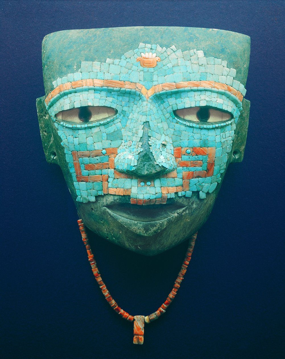 Teotihuacan (पत्थर, फ़िरोज़ा, ओब्सीडियन und खोल) से अंतिम संस्कार मुखौटा द्वारा पूर्व कोलंबियन