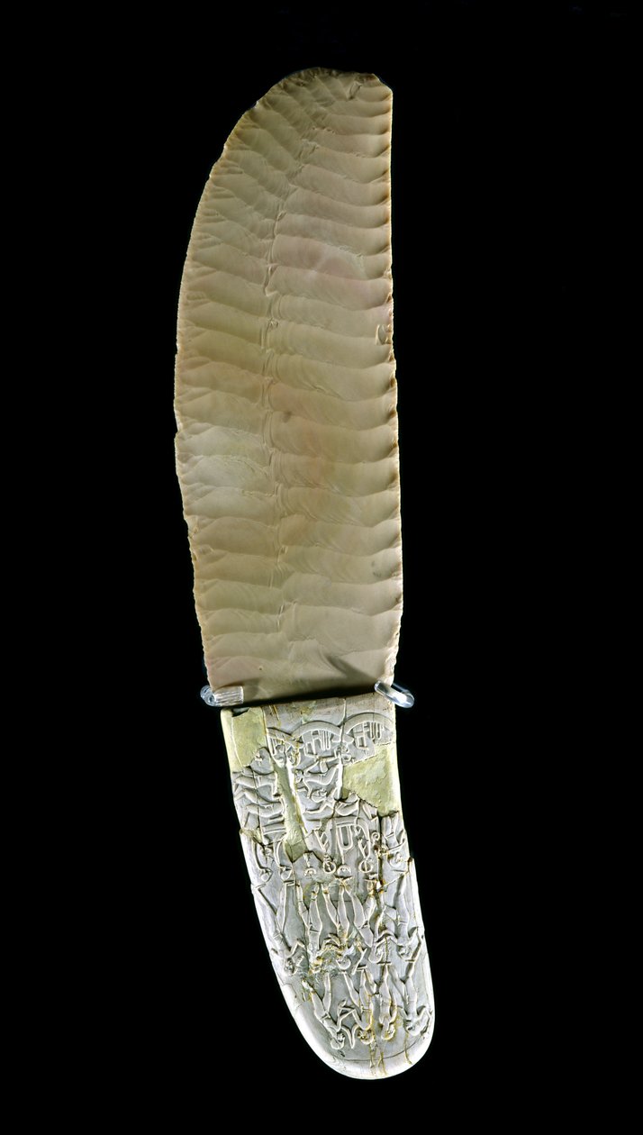 चाकू ने गेबल एल-अरक, नक़दा II अवधि, c.3500-3100 (चकमक und हिप्पोपोटामस आइवरी) से युद्ध के दृश्यों को उकेरा। द्वारा मिस्र का पूर्ववर्ती काल