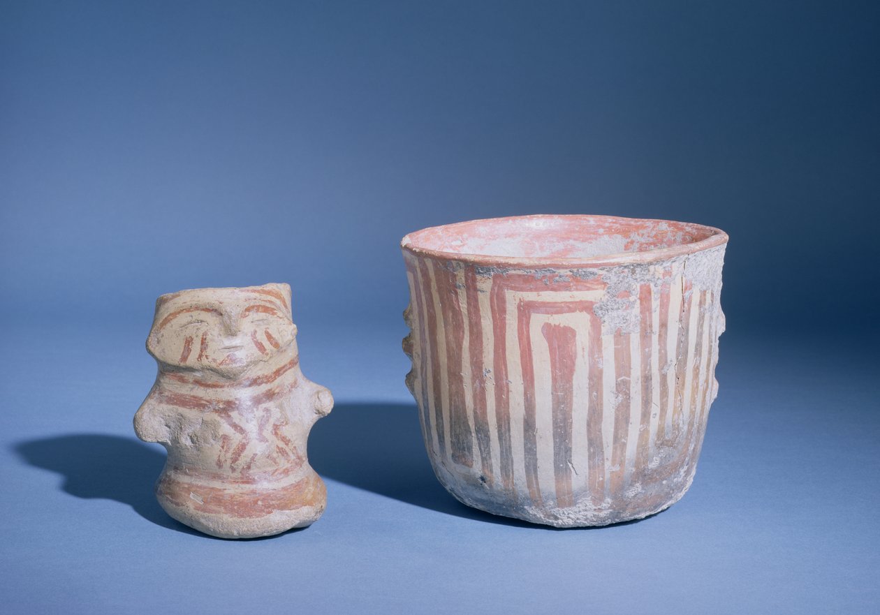 Hacilar, तुर्की से वेसल्स, c.5500-00 ईसा पूर्व (चित्रित मिट्टी के बर्तन) द्वारा प्रागैतिहासिक