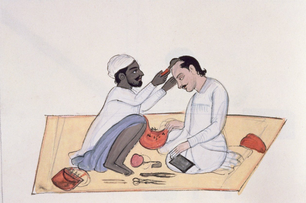 नाई, c.1890 (कागज पर wc) द्वारा पंजाबी स्कूल