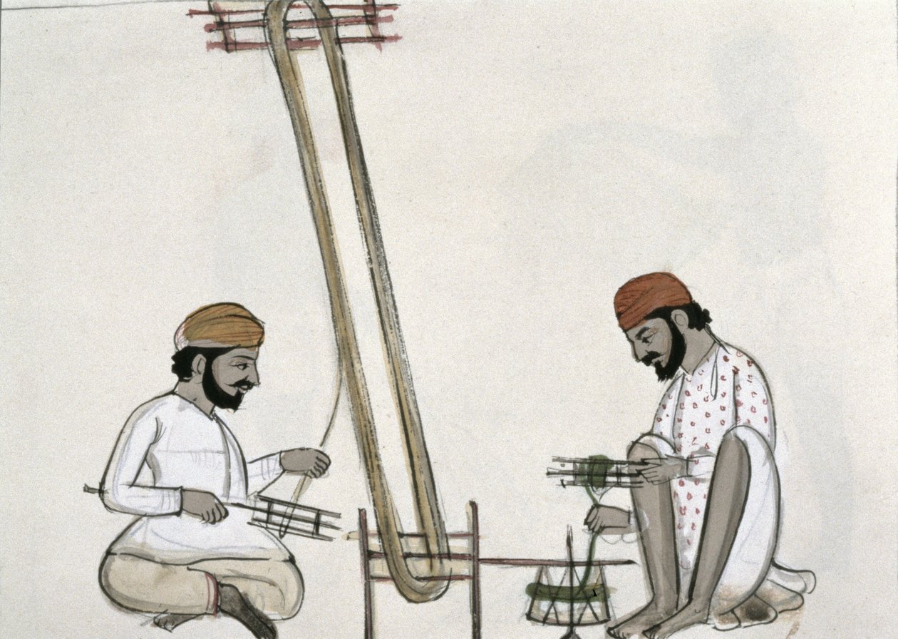 सिल्क रोलर्स, c.1890 (कागज पर wc) द्वारा पंजाबी स्कूल