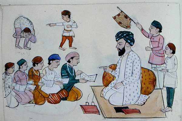 स्वदेशी स्कूल, c.1890 (कागज पर पानी के रंग का) द्वारा पंजाबी स्कूल
