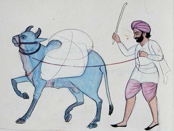 धोबी (धोबी) c.1890 (कागज पर पानी के रंग का) द्वारा पंजाबी स्कूल