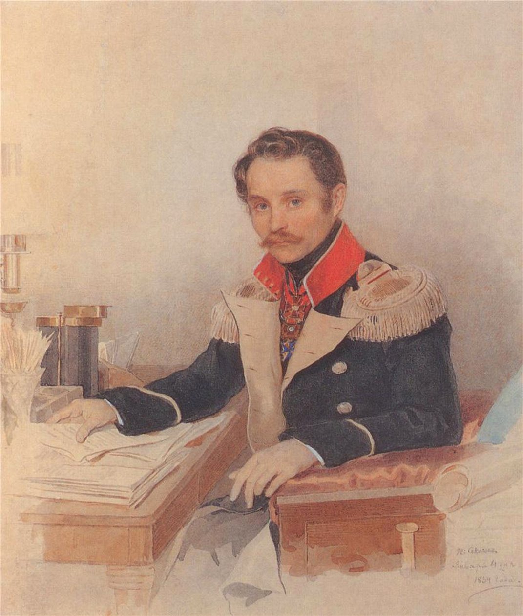 लिबर्टी वासिलिविच डबेल्ट का पोर्ट्रेट 1792-1862, कोर ऑफ़ स्टाफ ऑफ़ जेंडर्मेस, 1834 द्वारा प्योत्र फ्योडोरोविच सोकोलोव