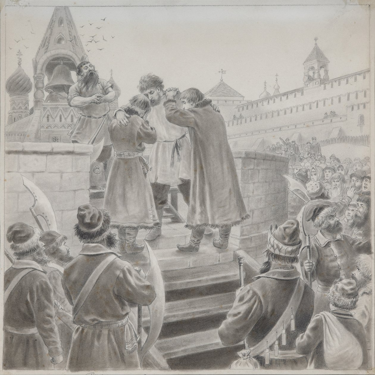 एम. लेर्मोंटोव की कविता द सॉन्ग ऑफ द मर्चेंट कलाश्निकोव का चित्रण द्वारा प्योत्र इवानोविच कोरोविन