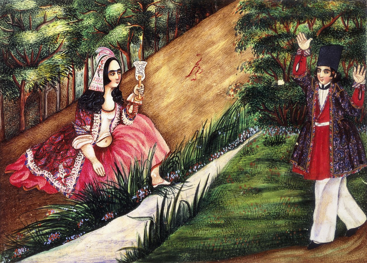 युवा एक लड़की द्वारा एक धारा पर आता है, c.1863-4 द्वारा कजर स्कूल