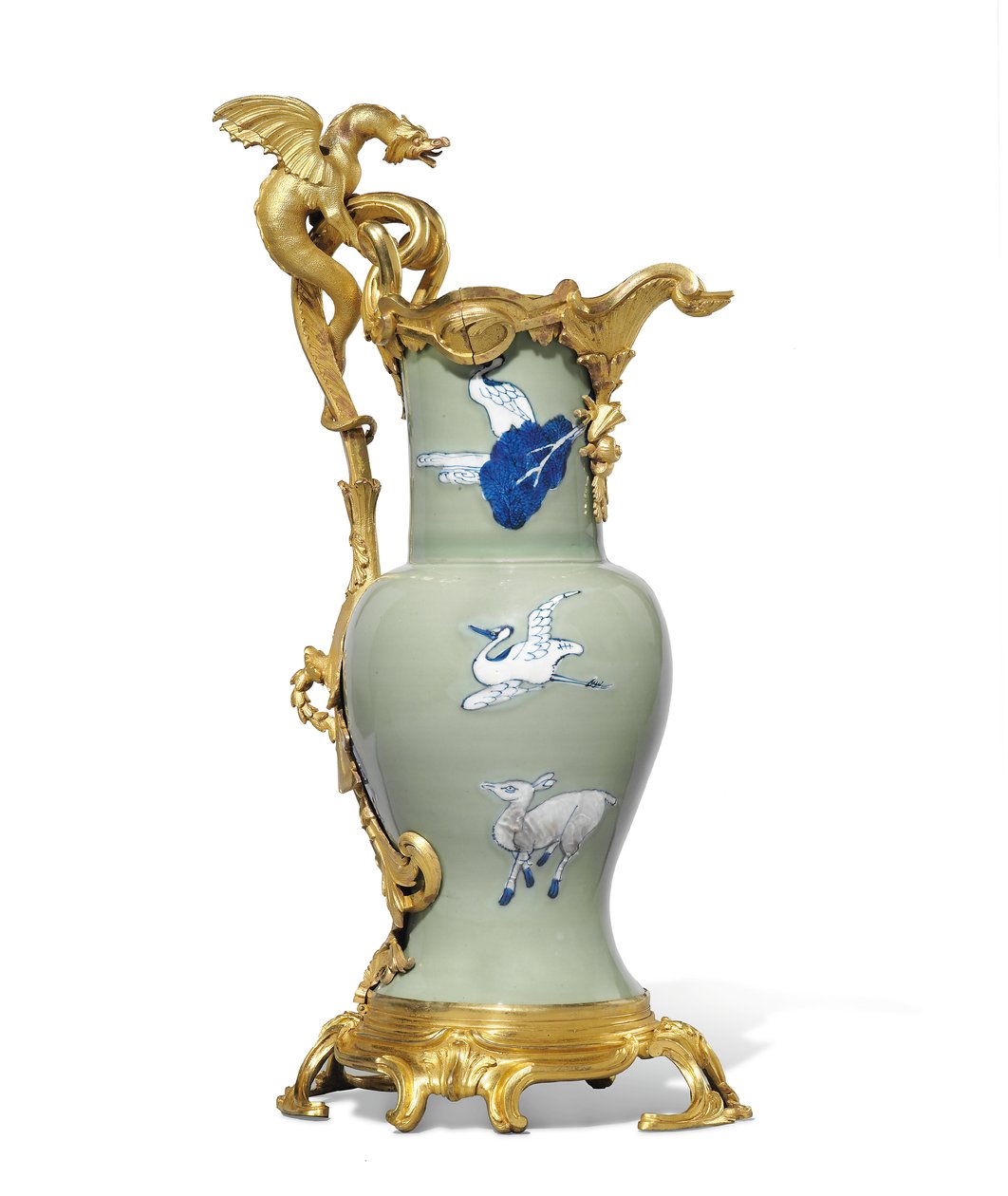 लुईस XV ईवर्स, पोर्सिलेन 1662-1722 की जोड़ी में से एक, c.1745-49 (ऑरमोलु-माउंटेड पोर्सिलेन) mounts द्वारा किंग राजवंश कांग्शी काल चीनी स्कूल
